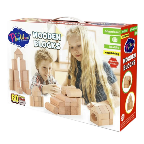 Kutuda Ahşap 60 Parça Doğal Bloklar