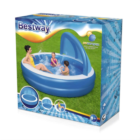 Bestway 54337 UV Careful Gölgelikli Şişme Havuz 2.41m x 2.41m x 1.40m