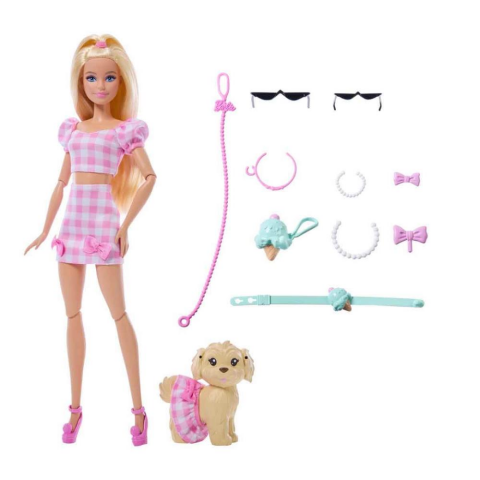 Barbie Uyumlu Dostlar Sarı Saçlı Bebek ve Köpekçiği JFP36