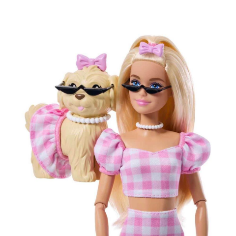 Barbie Uyumlu Dostlar Sarı Saçlı Bebek ve Köpekçiği JFP36