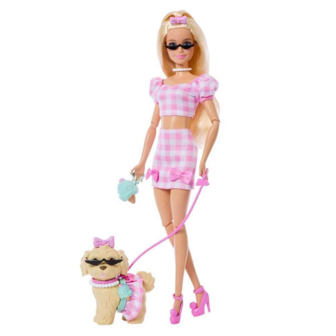 Barbie Uyumlu Dostlar Sarı Saçlı Bebek ve Köpekçiği JFP36