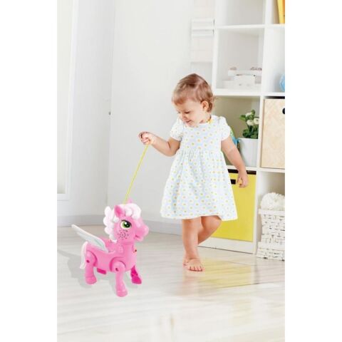 Işıklı Sesli Pilli Yürüyen At Oyuncağı Pony Oyuncağı Pembe ve Mavi