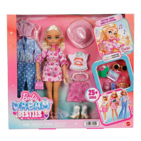 Barbie Dream Besties Festival Kombinleri Barbie Malibu Bebek ve Aksesuarları JGH87