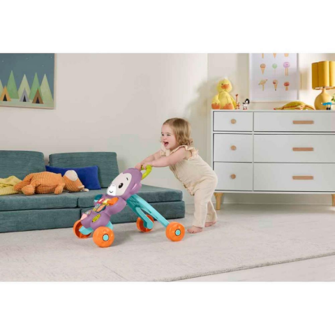 Fisher Price Sesli ve Işıklı Benimle Öğren Mor Maymun Yürüteç JGW94