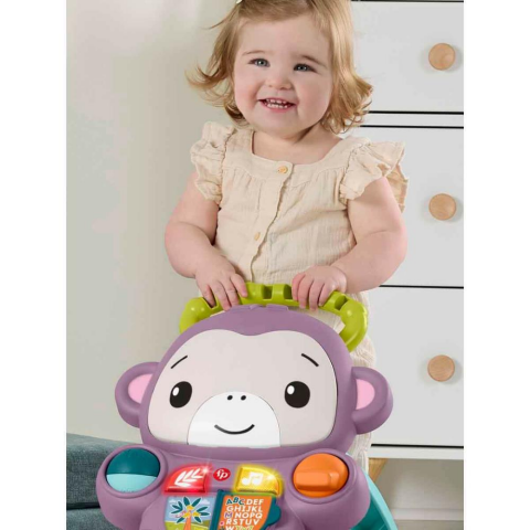 Fisher Price Sesli ve Işıklı Benimle Öğren Mor Maymun Yürüteç JGW94