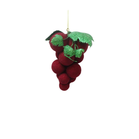 Yılbaşı Ağaç Süsü Salkım Üzüm Figürlü Keçe Asılabilir Dekoratif Süs Bordo 16 cm