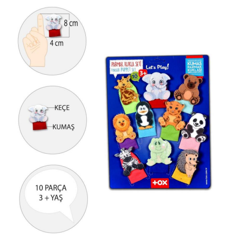 Tox 10 Parça Vahşi Hayvanlar Parmak Kukla Set