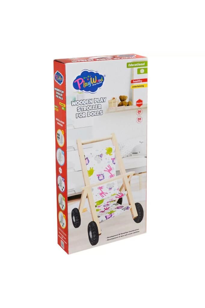 Ahşap Oyuncak Bebek Arabası