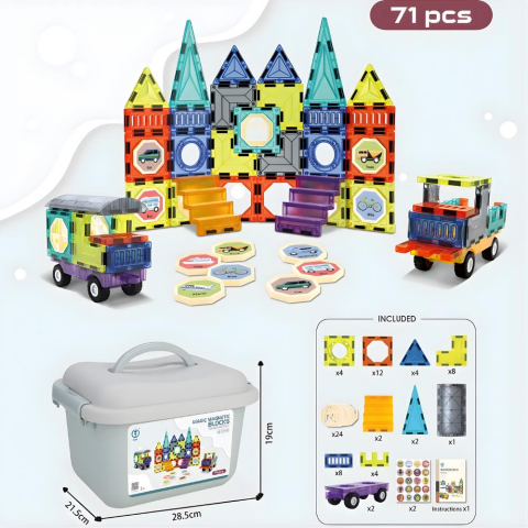Plastik Kutuda Magnetic Yapı Blokları 3D Puzzle 71 Parça 6.5 cm