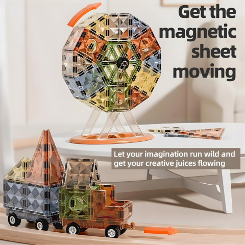 Karton Kutulu Doğal Renkler Magnetic Yapı Blokları 3D Puzzle 78 Parça 6.5 cm