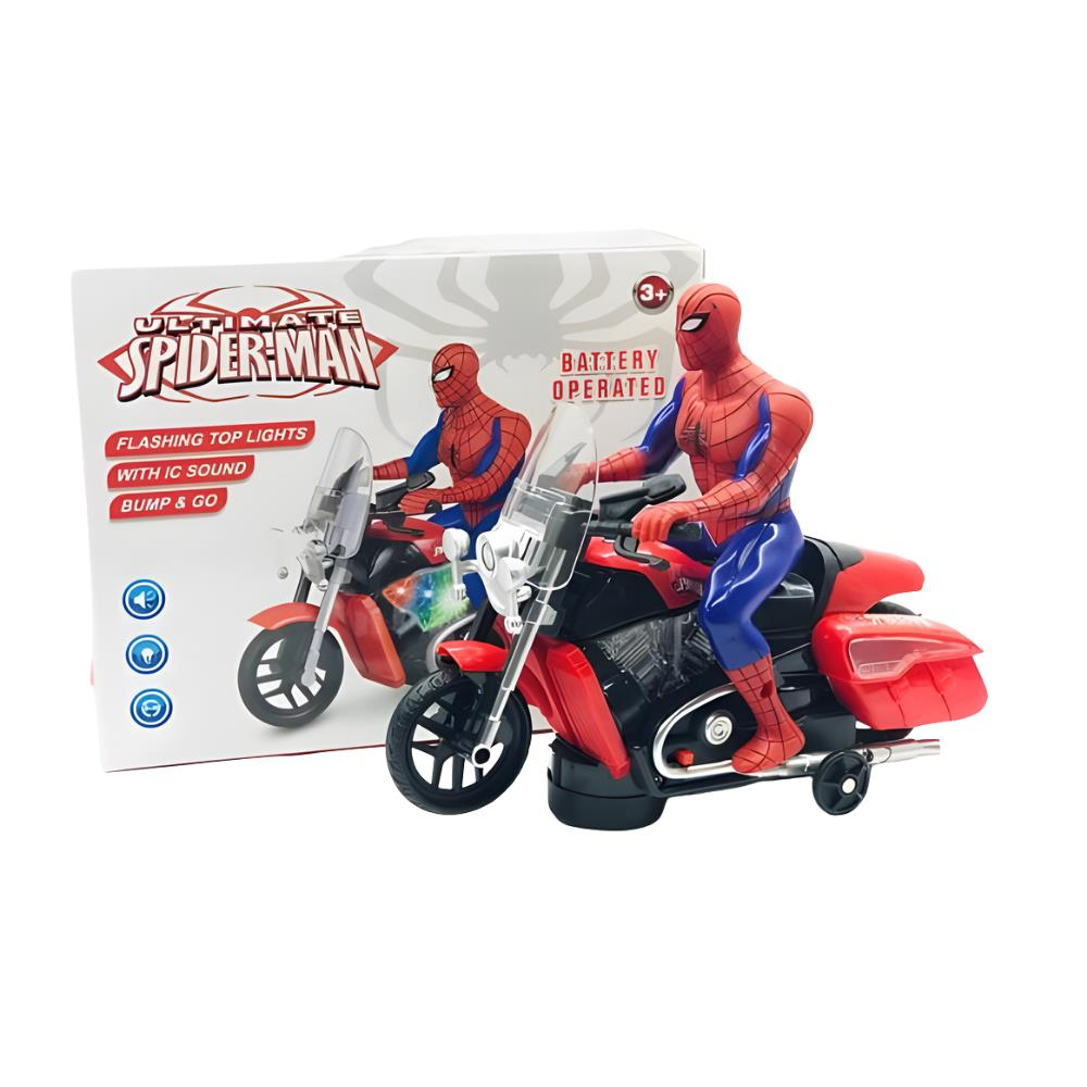 Oyuncak Spiderman Motorsiklet Pilli Sesli Işıklı Oyuncak Örümcek Adam Motor
