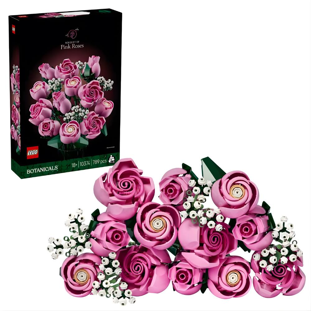 LEGO Botanicals Pembe Gül Buketi 10374 - Yetişkinler için Dekoratif Çiçek Modeli Yapım Seti (789 Parça)
