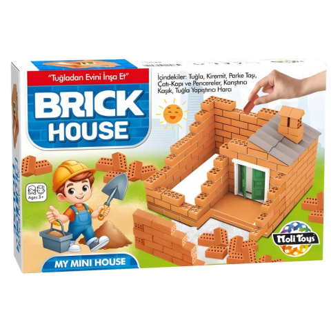 Brick House Minyatür Inşaat Seti 400 Tuğla 250 Kremit 250 Parke Taşı Meral Spatula Harç