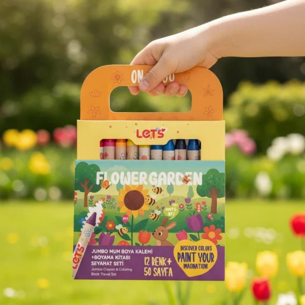 Let’s Flower Garden Jumbo Mum Boya Kalemi & Boyama Kitabı Seyahat Seti