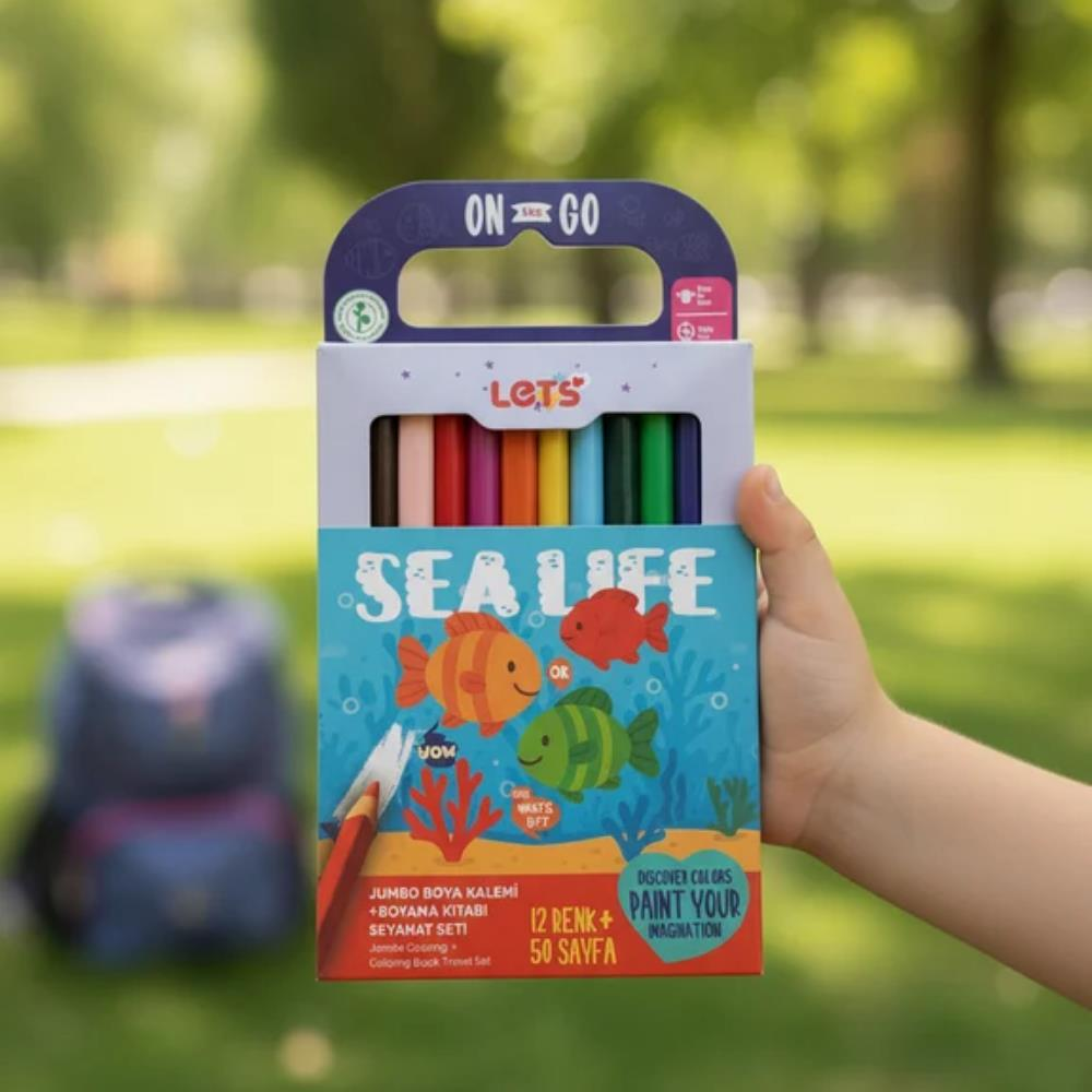 Let’s Sea Life Çevirmeli Mum Moya & Boyama Kitabı Seyahat Seti