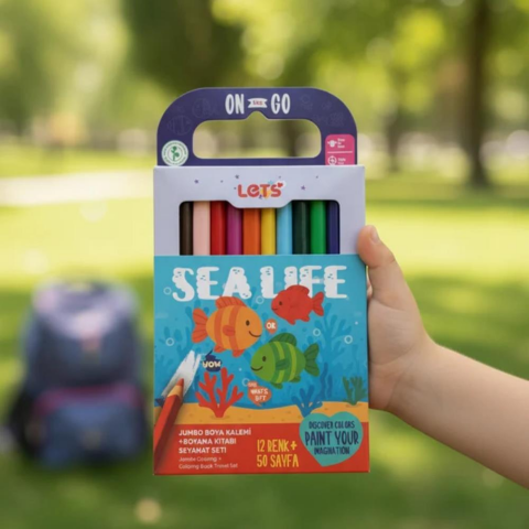 Let’s Sea Life Çevirmeli Mum Moya & Boyama Kitabı Seyahat Seti