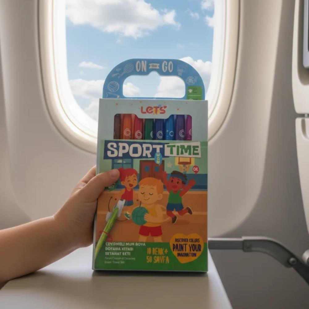 Let’s Sport Time Çevirmeli Mum Boya & Boyama Kitabı Seyahat Seti
