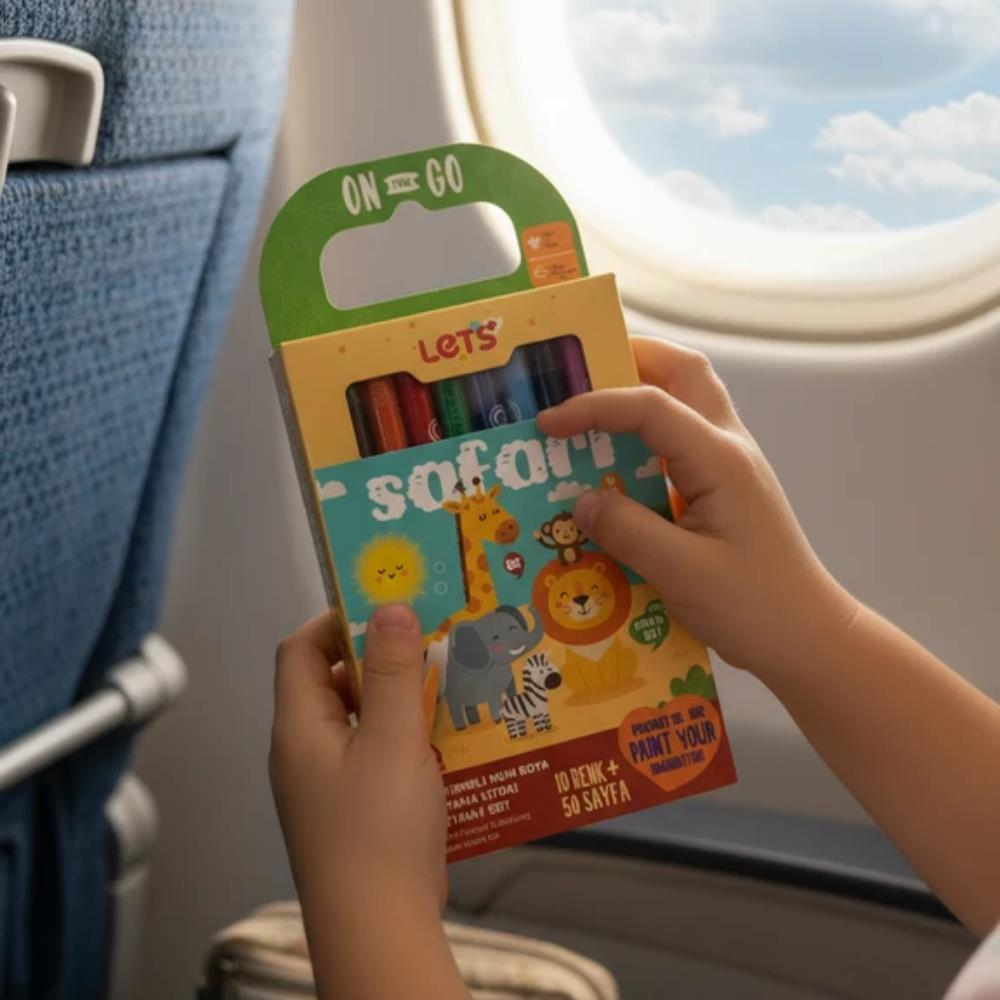 Let’s Safari Çevirmeli Mum Boya & Boyama Kitabı Seyahat Seti
