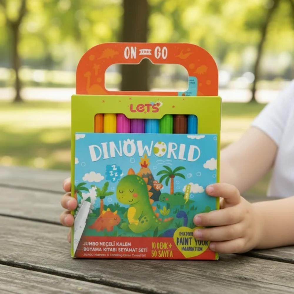 Let’s Dino World Jumbo Keçeli Kalem & Boyama Kitabı Seyahat Seti