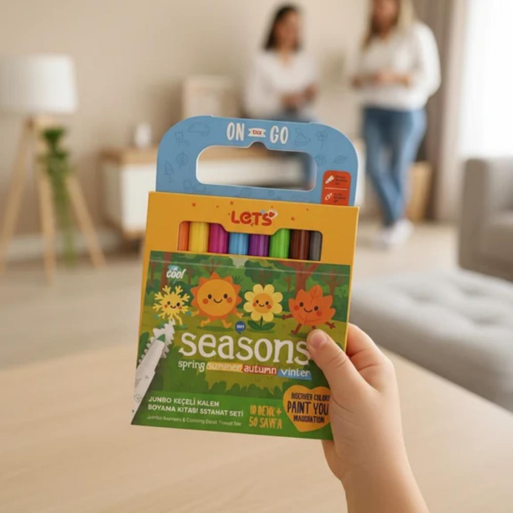 Let’s Seasons Jumbo Keçeli Kalem & Boyama Kitabı Seyahat Seti