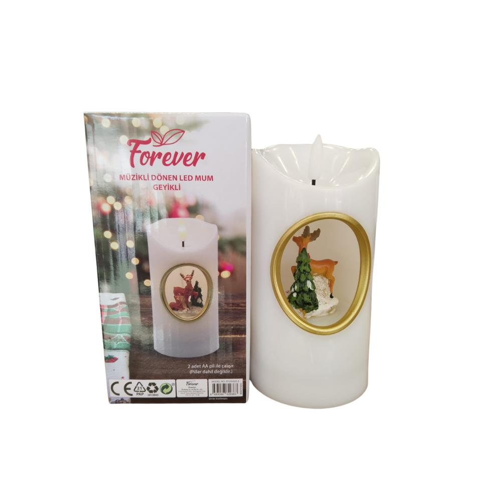 Forever Müzikli Dönen Led Mum - Geyikli