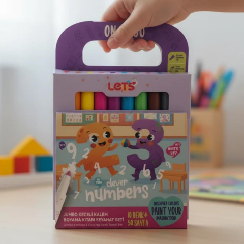 Let’s Clever Numbers Jumbo Keçeli Kalem & Boyama Kitabı Seyahat Seti