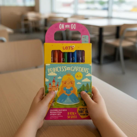 Let’s Princess Gardens Çevirmeli Mum Boya & Boyama Kitabı Seyahat Seti