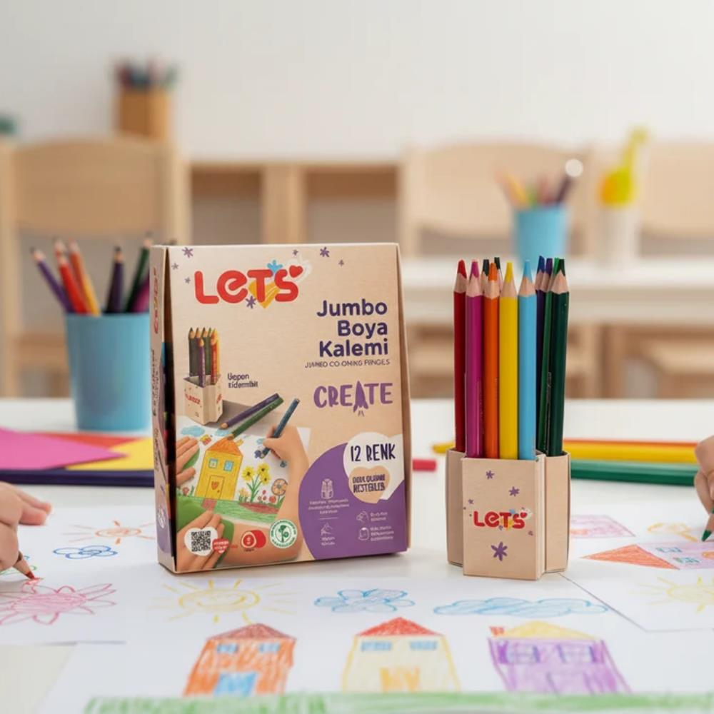 Jumbo Boya Kalemi 12 Renk Üçgen Gövde | Let's