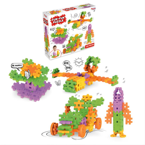 Fun Fun Puzzle 128 Parça Kız Erkek Yapı Oyuncakları Yeni Nesil Tasarım Oyuncakları