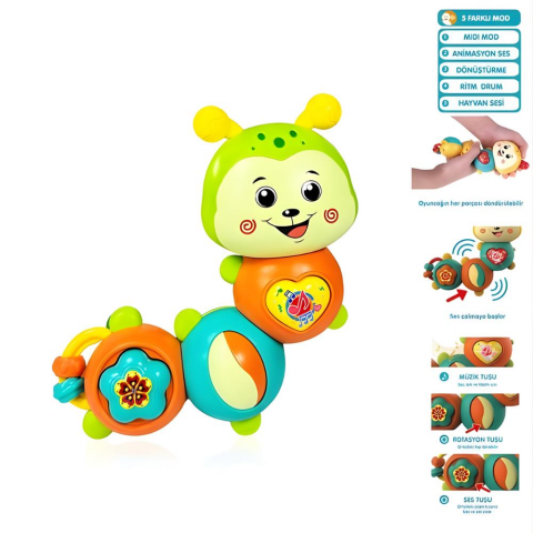 Pilli Sevimli Bebek Tırtıl Piyano 855-122D