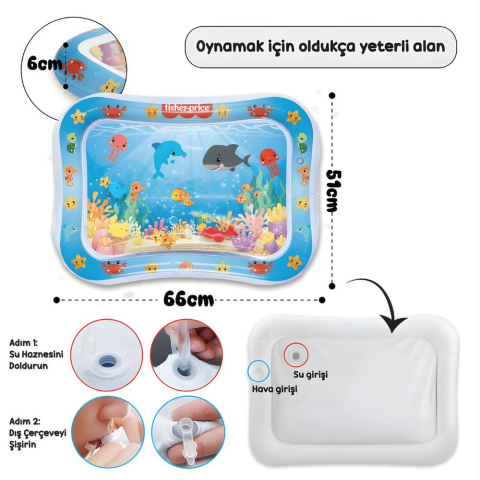 Fisher-Price Fisher Price-Dıytoy Tummy Time Aktiviteli Su Matı