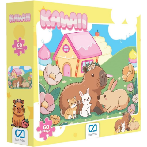 CA Games Kawaii Capybara ve Sevimli Dostları Desenli Lisanslı 60 Parça 34x24cm Çocuk Puzzle Yapboz Serisi