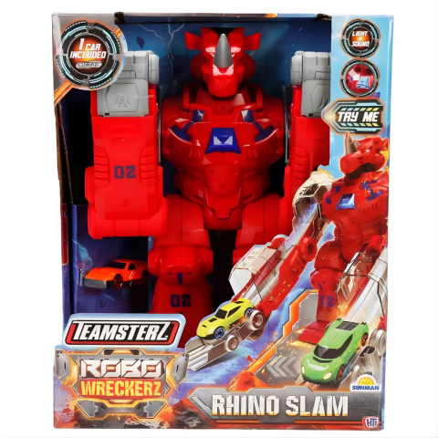 Teamsterz Sesli ve Işıklı Robo Wreckerz Rhino Slam Oyun Seti