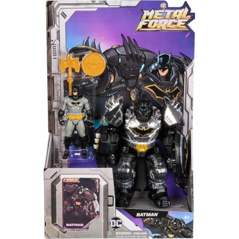 DC Comics, Metal Force Batman Aksiyon Figürü, 15 cm Boyutunda ve 10 Cm Mini Figürlü, Yerleşik Patlayıcı ve Zırh Takımı, 4 Yaş ve üzeri Kız ve Erkek Çocuklar İçin Süper Kahraman Oyuncakları