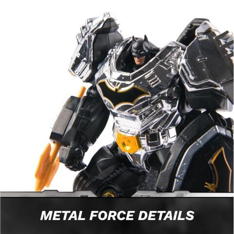 DC Comics, Metal Force Batman Aksiyon Figürü, 15 cm Boyutunda ve 10 Cm Mini Figürlü, Yerleşik Patlayıcı ve Zırh Takımı, 4 Yaş ve üzeri Kız ve Erkek Çocuklar İçin Süper Kahraman Oyuncakları