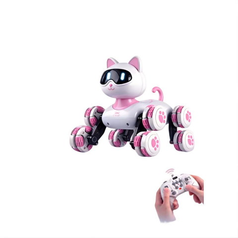 Uzaktan Kumandalı LED Işıklı Ses Efektli 360° Hareket Eden Oyuncak Akıllı Robot Köpek 23 cm