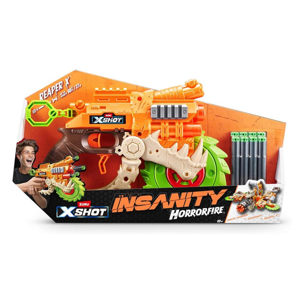 X-Shot Insanity HorrorFire Reaper-X 8 Mermili Sünger Dart Atan Silah 30 cm