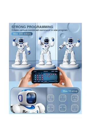 Ses Kontrollü Bluetoothlu & Şarjlı Konuşan Aktivite Eğlence Robotu