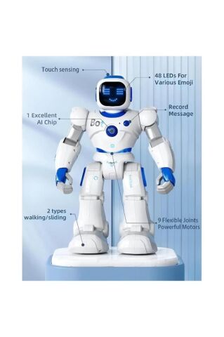 Ses Kontrollü Bluetoothlu & Şarjlı Konuşan Aktivite Eğlence Robotu
