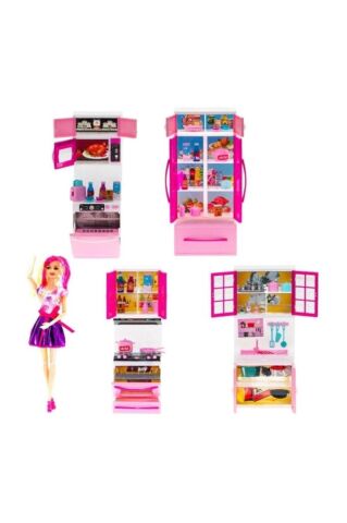 My Little Chefs 4'lü Eklemli Et Bebek ve Mutfak Seti Pembe