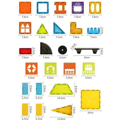 Manyetik Tiles Renkli 75 Parça Manyetik Yapı Magnetic Bloklar