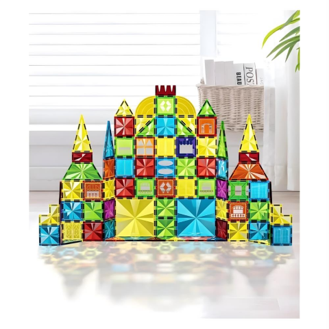 Manyetik Tiles Renkli 75 Parça Manyetik Yapı Magnetic Bloklar