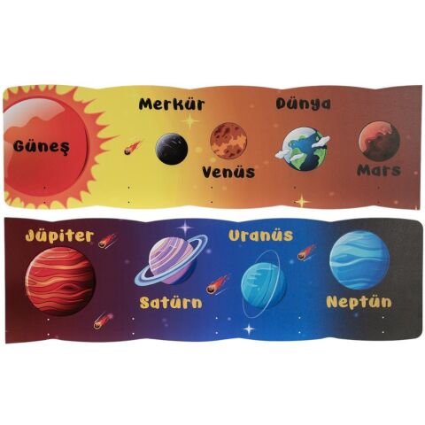 Uzay Temalı Ahşap Anaokulu Kreş Askılık