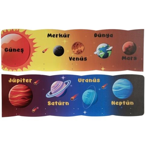Uzay Temalı Ahşap Anaokulu Kreş Askılık