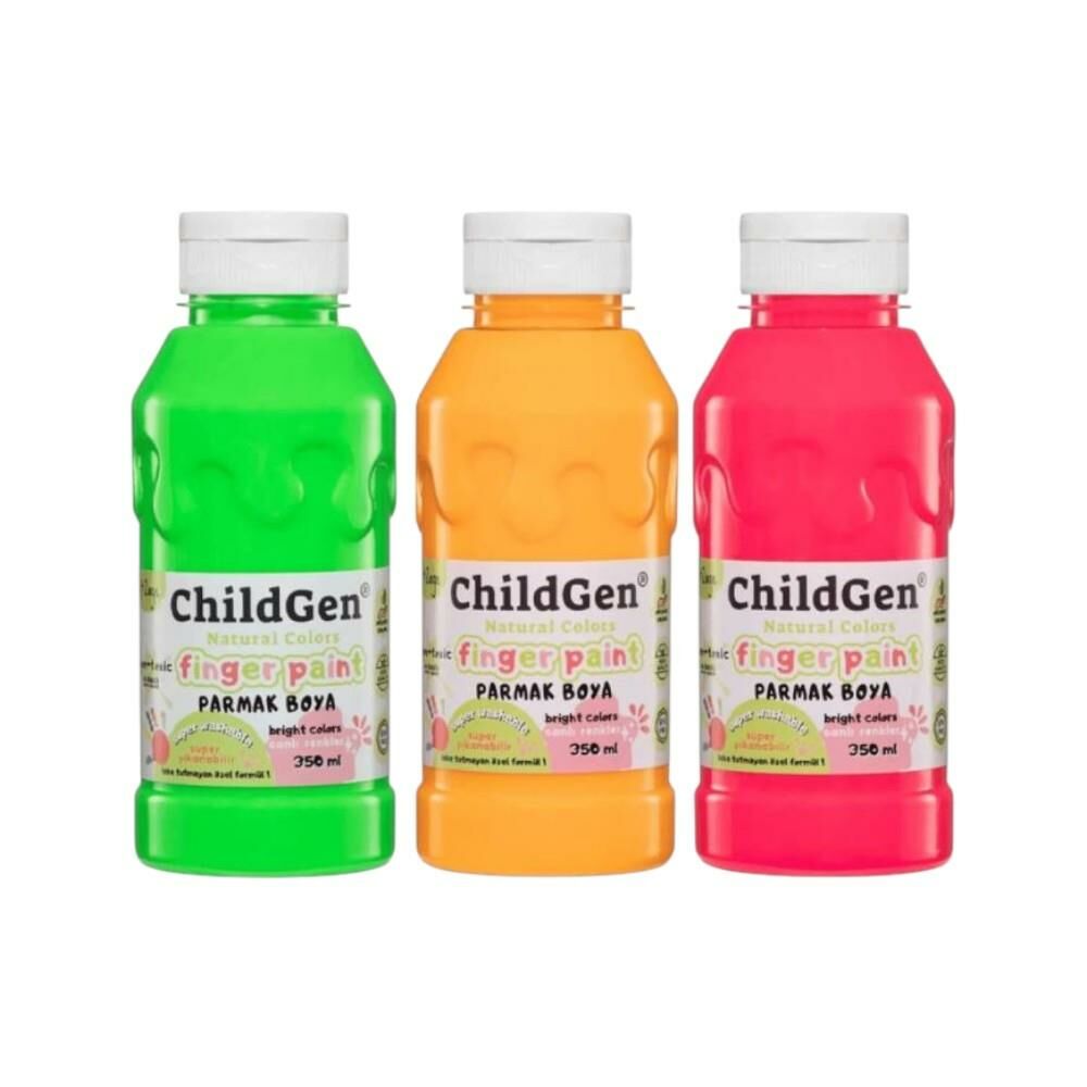 ChildGen Süper Yıkanabilir 3'lü Parmak Boya Neon Set (3X350ML)