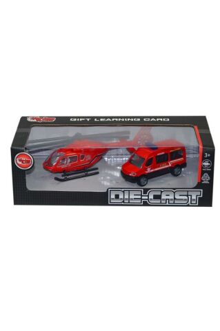 Kutulu Çek Bırak Die-cast Minibüs Ve Helikopter -1 Adet Stokta Olan Gönderilir