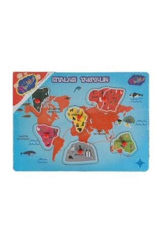 Ahşap Eğitici Puzzle Kıtalar ve Bölgeler