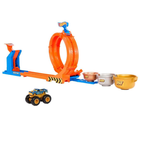 2in1 Hot Wheels Monster Trucks Döngü ve Takla Bigfoot Pist Seti JBX64