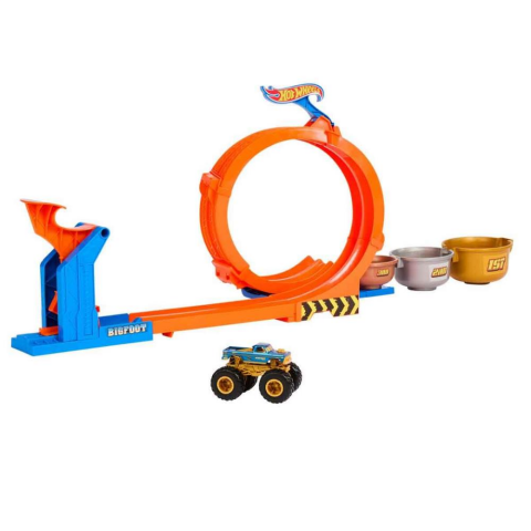 2in1 Hot Wheels Monster Trucks Döngü ve Takla Bigfoot Pist Seti JBX64