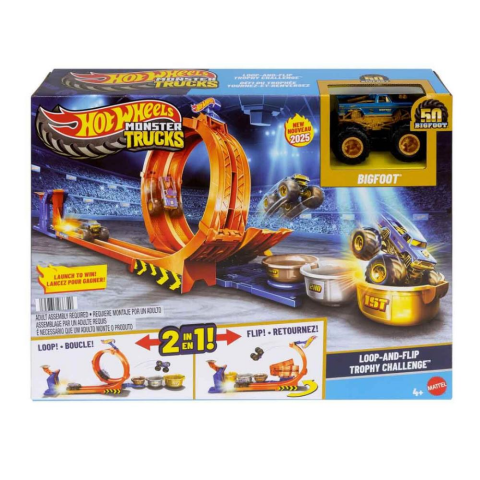2in1 Hot Wheels Monster Trucks Döngü ve Takla Bigfoot Pist Seti JBX64